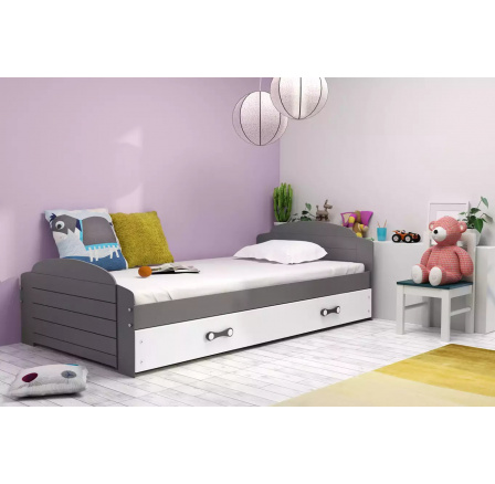 LILI PARTEROWE RAMA GRAFIT SZUFLADA BIAŁY BEZ MATERACY 90 X 200 KPL