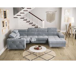 NAROŻNIK ORION MAX III RELAX Z FUNKCJĄ SPANIA 165x320x190 CM - Odcienie niebieskiego , lewa