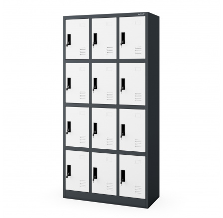 Fém öltözőszekrény BHP MARCIN, 900 x 1850 x 400 mm, antracit-fehér