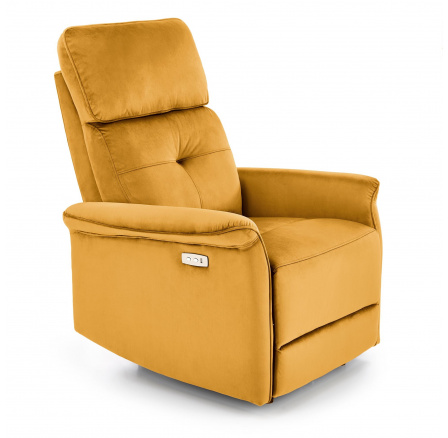 SEMIR dönthető fotel USB-vel, Mustársárga