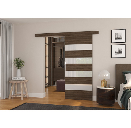 MILOU 96 tolóajtó falra Choco+White Lacobel