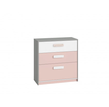 IQ 10 korpus szara platyna-biały/wstawka pudrowy - komoda