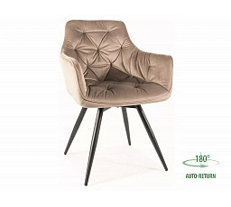 Étkező forgószék MANGO VELVET, Sötét bézs Bluvel 40/Fekete