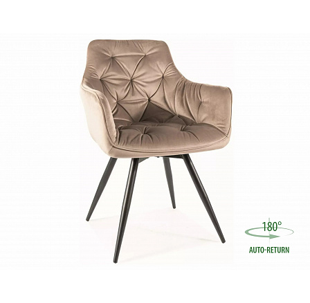 Étkező forgószék MANGO VELVET, Sötét bézs Bluvel 40/Fekete