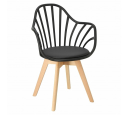 Sirena karosszék karfákkal, fekete