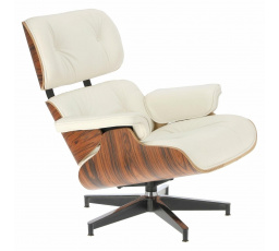 Vip fotel lábtartóval fehér/rosewood/ezüst alap