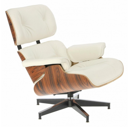 Vip fotel lábtartóval fehér/rosewood/ezüst alap