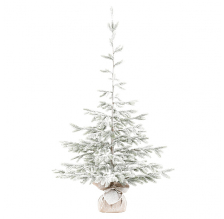 Jutazsákba csomagolt fa - műfenyő, 150 cm, havas