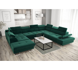 NAROŻNIK GALAXY MAX I Z FUNKCJĄ SPANIA 280x350x225 - Odcienie zieleni , prawa