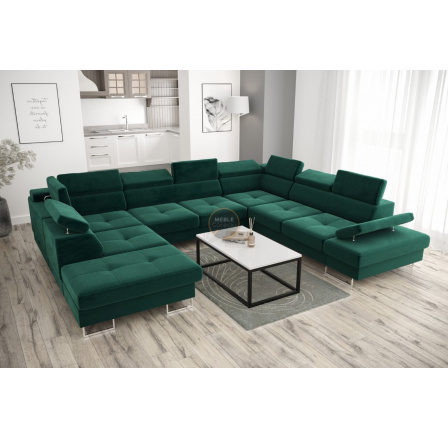 NAROŻNIK GALAXY MAX I Z FUNKCJĄ SPANIA 280x350x225 - Odcienie zieleni , prawa