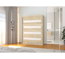 Tolóajtós szekrény lacobellel MARTINEZ 150 Sonoma+Fehér Lacobel