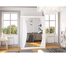 Tolóajtós szekrény tükörrel MODESTO 150 Fehér+Fehér