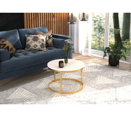 RINEN Dohányzóasztal Arany+Fehér