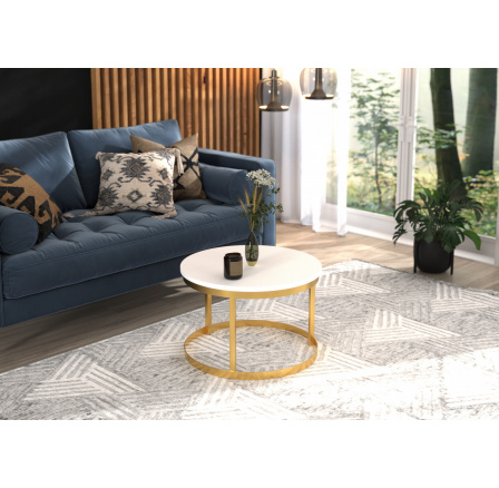 RINEN Dohányzóasztal Arany+Fehér