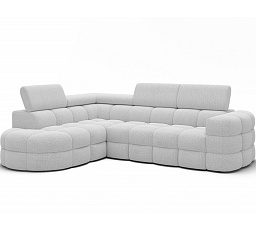 Carmenn sarokkanapé ágyfunkcióval, ágyneműtartóval és állítható fejtámlákkal, fehér bouclé, bal oldali Royal 01 205x126 Bal 1