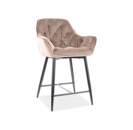 CHERRY H-2 Velvet bárszék, bézs Bluvel 28/fekete matt