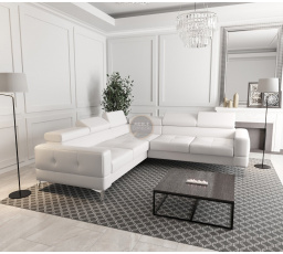 NAROŻNIK TAPICEROWANY TOSCANIA MAX 250×250 - lewa , Biała eko skóra