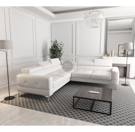 NAROŻNIK TAPICEROWANY TOSCANIA MAX 250×250 - lewa , Biała eko skóra