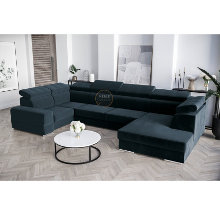 NAROŻNIK ROYAL MAX I 210x375x185 - lewa , Odcienie granatu