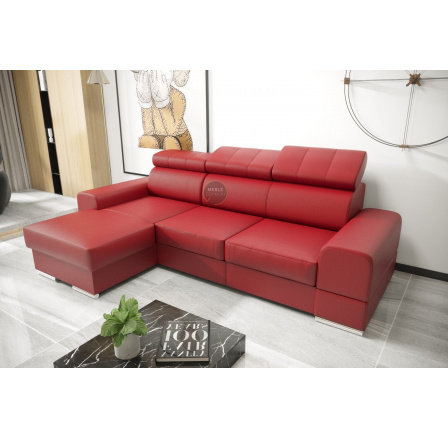 NAROŻNIK ROYAL MINI 260×160 SKÓRA NATURALNA - lewa , Skóra czerwona