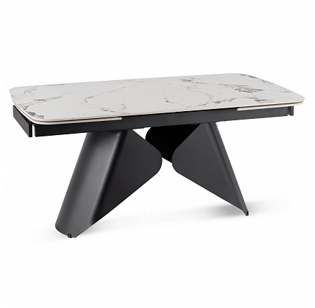 Stół VERONA Ceramiczny Rozkładany 160-240 cm Biały Marmur/Czarny