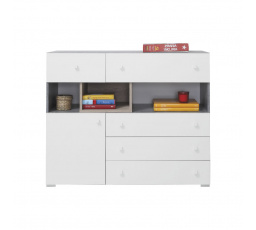 SIGMA - SI12 komód, Fehér Lux + Beton + Tölgy