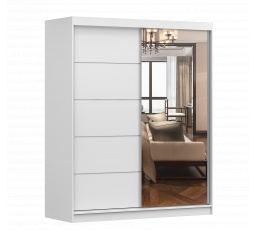 BONO 05 gardróbszekrény tükörrel, Fehér