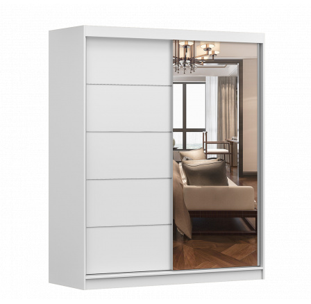BONO 05 gardróbszekrény tükörrel, Fehér