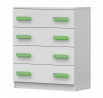 Komód 4S SMYK I - 02, Fehér Matt/Zöld