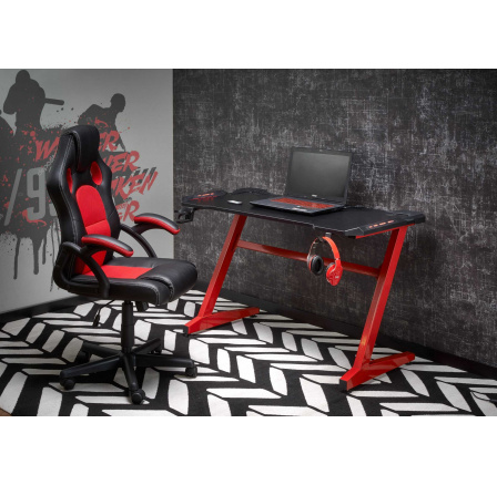 Íróasztal B49, fekete/piros