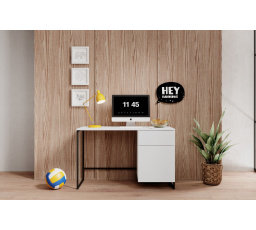 Biurko Asha z szufladą 120 cm - biały mat / czarny stelaż