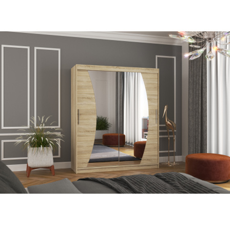 Tolóajtós szekrény tükörrel DOLORES 180 Sonoma+Sonoma