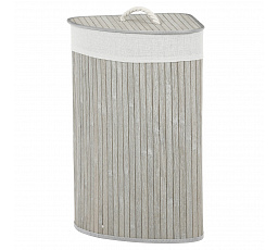 Koš prádelní - bambusový, rohový s víkem, šedý