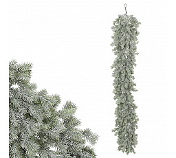 Girland - 145 cm, apró tobozokkal díszített fenyőág, enyhén deres