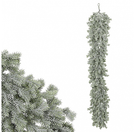 Girland - 145 cm, apró tobozokkal díszített fenyőág, enyhén deres Girland - 145 cm, apró tobozokkal díszített fenyőág, enyhén deres