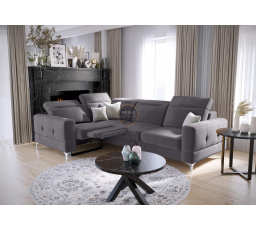 NAROŻNIK MALIBU RELAX Z FUNKCJĄ SPANIA 185x250 CM - lewa , Odcienie szarości