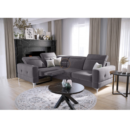 NAROŻNIK MALIBU RELAX Z FUNKCJĄ SPANIA 185x250 CM - lewa , Odcienie szarości