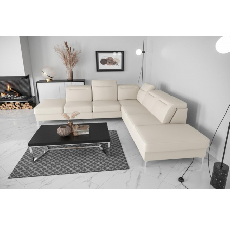 NAROŻNIK OSLO MAX 295x295 SKÓRA NATURALNA - lewa , Skóra ecru