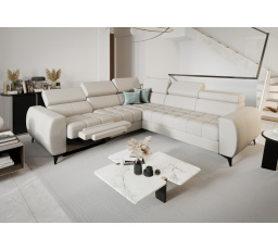 NAROŻNIK PORTO II RELAX SKÓRA NATURALNA 255x258 CM - lewa , Skóra ecru