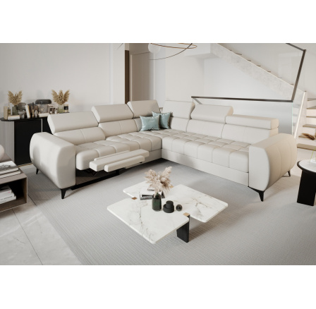 NAROŻNIK PORTO II RELAX SKÓRA NATURALNA 255x258 CM - lewa , Skóra ecru