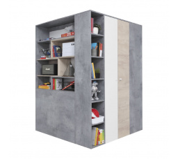 SIGMA szekrény - SI1, Fehér Lux + Beton + Tölgy