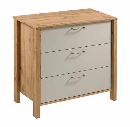 INDYGO K3S komód, Wotan Tölgy/Bézs