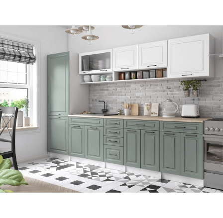 Kuchyňská linka Brigita 300/300 bílá/sv.zelená MAT