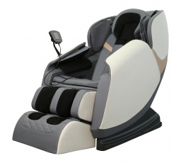 SOLARIA masszázs- és fűtési funkcióval ellátott dönthető fotel, Krém/Szürke ökobőr