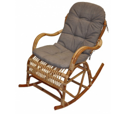Houpací křeslo Klasik ratan semambo  natural - polstr šedý melír