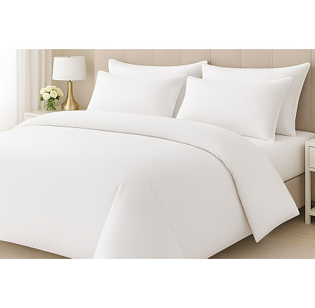 Hotelové povlečení 140x220, 70x90cm Atlas gradl Bílý - česaný 145g/m2, proužek 4 mm