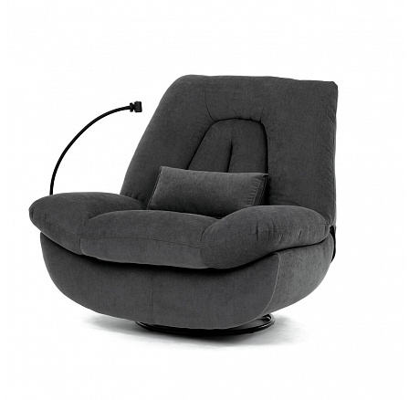 Polohovací křeslo, elektrické zabudované ovládání, šedá, látka, TV-7081 GREY2