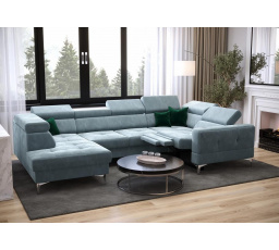 NAROŻNIK TOSCANIA MAX I RELAX Z FUNKCJĄ SPANIA170x350x185 CM - prawa , Odcienie jasnoniebieskie