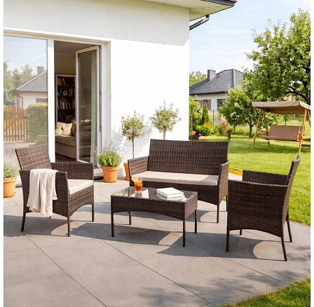 Zestaw Mebli Ogrodowych MISSISIPI Brązowy/Beżowy