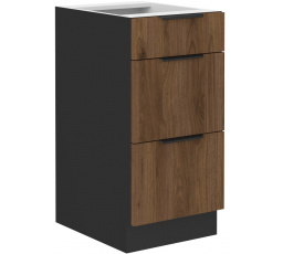 Dolní skřínka MONZA - 40 D 3S BB, Černá mat/Ořech